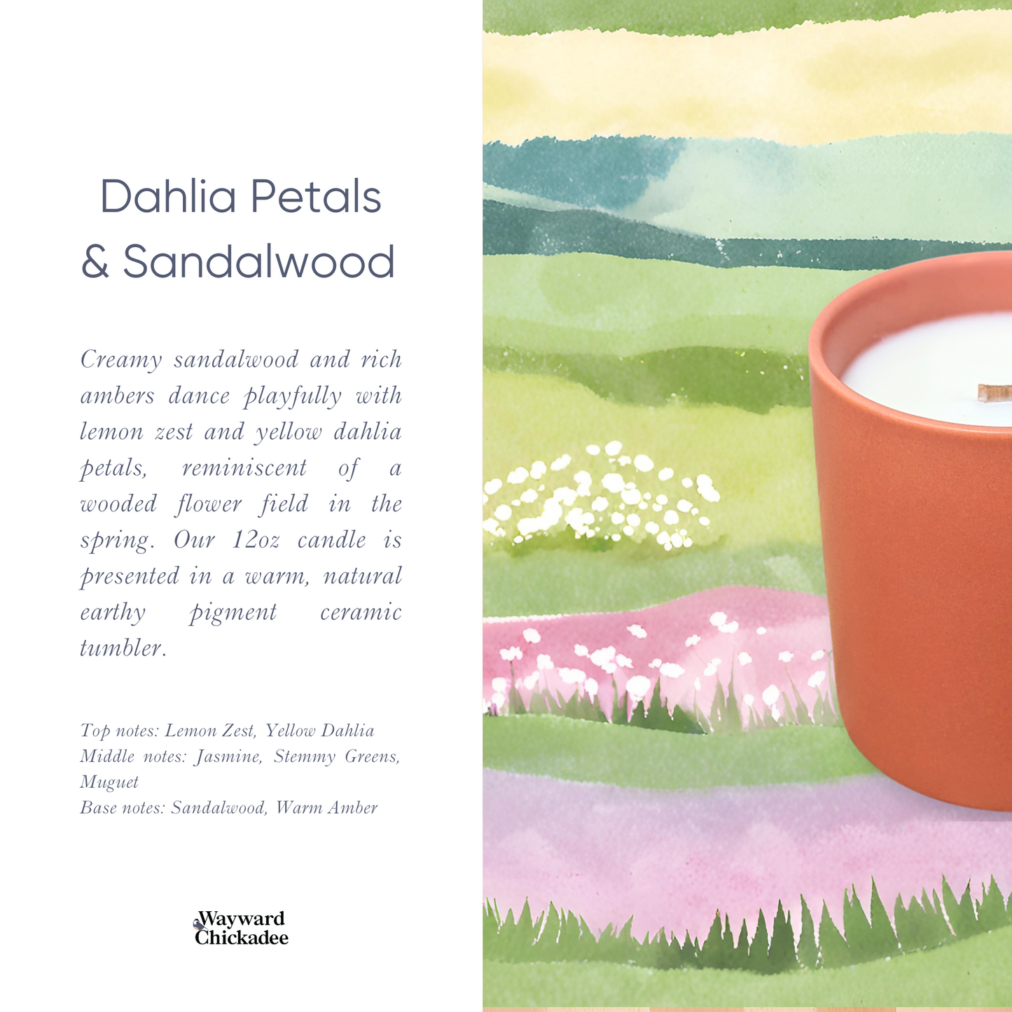 Dahlia Petals & Sandalwood 12oz | Wooden Wick Soy Candle