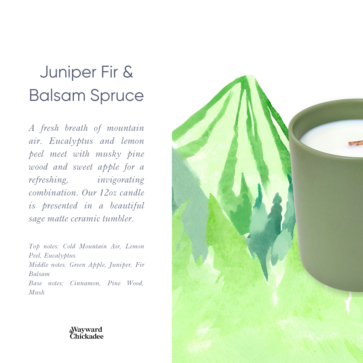 Juniper Fir & Balsam Spruce 12oz | Wooden Wick Soy Candle